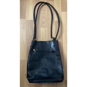 Raffaello Firenze Florence Black Leather Bucket Shoulder Bag Made in Italy